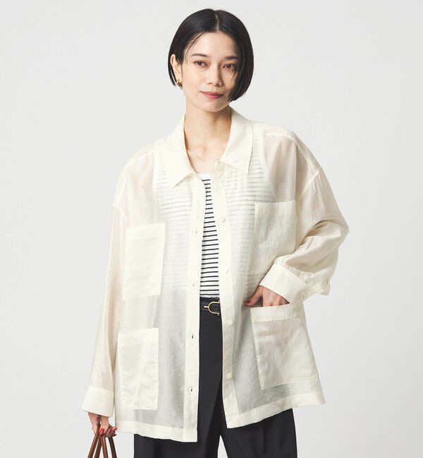 UNITED ARROWS green label relaxing「シアー 4ポケット ビッグ シャツ」|シャツ・ブラウス|OFF WHITE