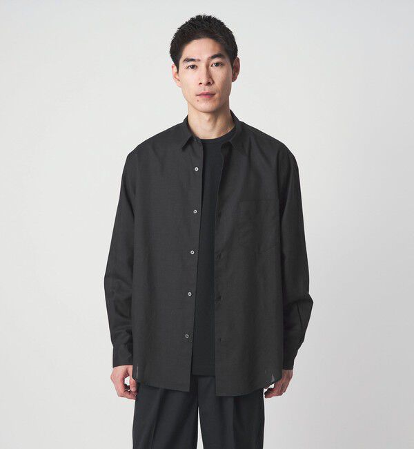 UNITED ARROWS green label relaxing「ラミー ミックス ジャストルーズ 長袖 シャツ」|シャツ・ブラウス|BLACK