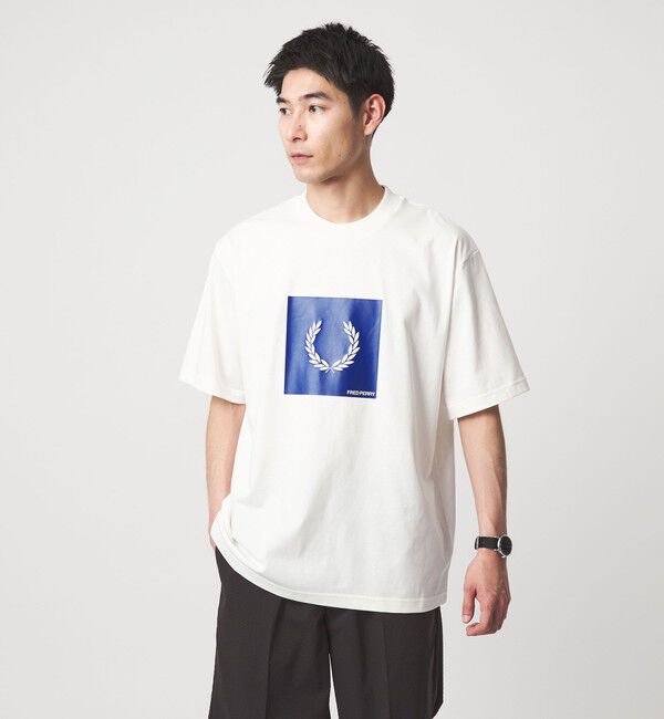 UNITED ARROWS green label relaxing「【国内EXCLUSIVE】＜FRED PERRY＞ボックス ロゴ Tシャツ」|Tシャツ・カットソー|WHITE