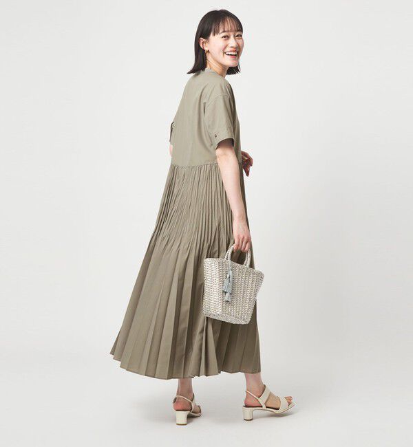 UNITED ARROWS green label relaxing「［size SHORT/TALLあり］ワッシャー プリーツ ショートスリーブ ワンピース」|ワンピース|