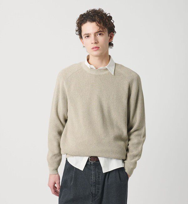 BEAUTY&YOUTH UNITED ARROWS「ブークレ ミックス 12ゲージ アゼ クルーネック ニット ウォッシャブル」|ニット・セーター|