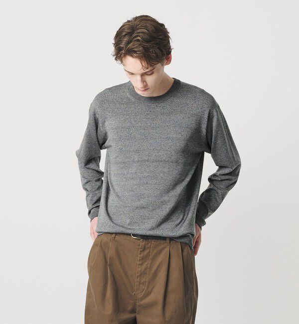 BEAUTY&YOUTH UNITED ARROWS「フュージョン カラー ロングスリーブ ニットT」|ニット・セーター|MD.GRAY