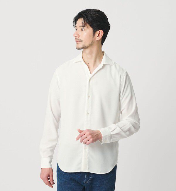 BEAUTY&YOUTH UNITED ARROWS「【WEB限定 WARDROBE SMART】リネンライク ワイドカラー スキッパー シャツ」|シャツ・ブラウス|