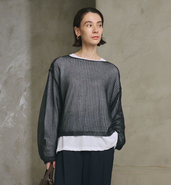BEAUTY&YOUTH UNITED ARROWS「ペーパーメッシュ ショートワイド ニットプルオーバー ウォッシャブル」|ニット・セーター|