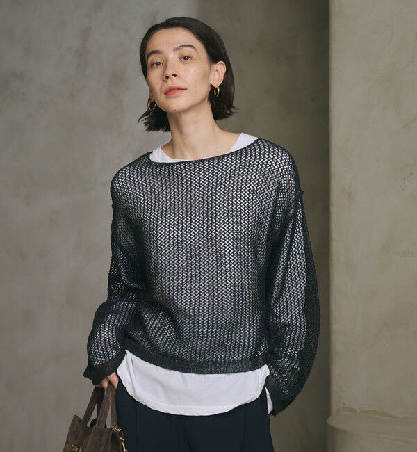 BEAUTY&YOUTH UNITED ARROWS「ペーパーメッシュ ショートワイド ニットプルオーバー ウォッシャブル」|ニット・セーター|