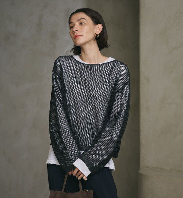 BEAUTY&YOUTH UNITED ARROWS「ペーパーメッシュ ショートワイド ニットプルオーバー ウォッシャブル」|ニット・セーター|