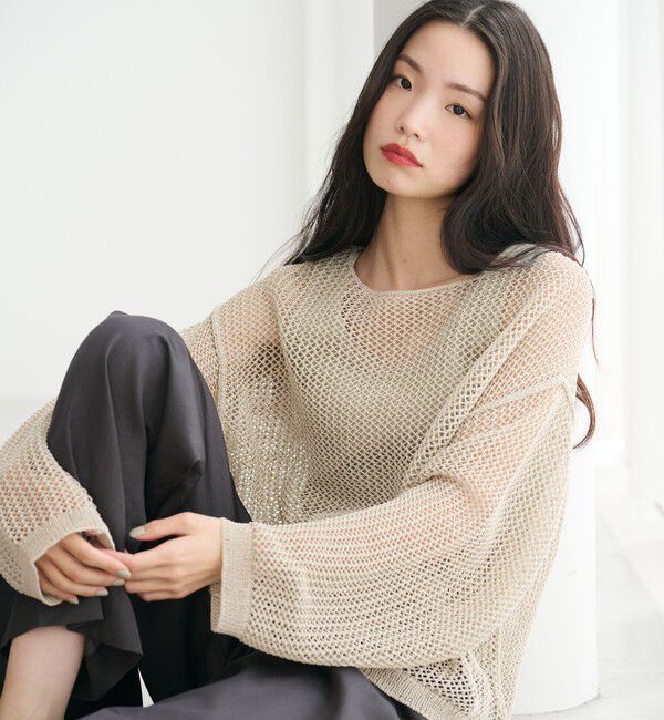 BEAUTY&YOUTH UNITED ARROWS「ペーパーメッシュ ショートワイド ニットプルオーバー ウォッシャブル」|ニット・セーター|
