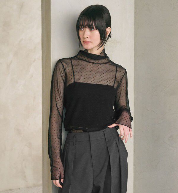 BEAUTY&YOUTH UNITED ARROWS「【WEB限定 Wardrobe DAILY MINIMAL】ドット チュールタートルネックプルオーバー ウォッシャブル」|Tシャツ・カットソー|