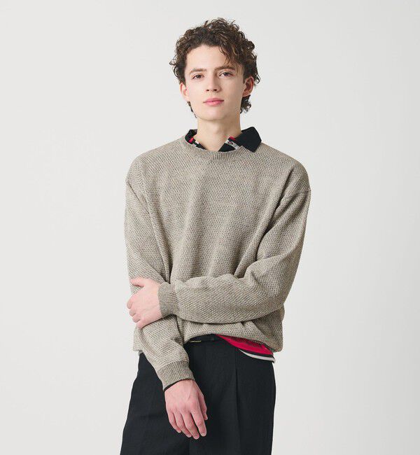 BEAUTY&YOUTH UNITED ARROWS「リネンブレンド メランジ クルーネック ニット ウォッシャブル」|ニット・セーター|