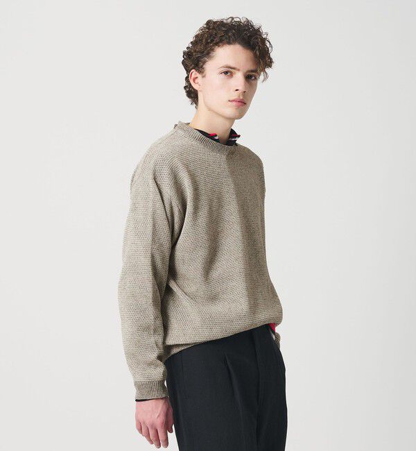 BEAUTY&YOUTH UNITED ARROWS「リネンブレンド メランジ クルーネック ニット ウォッシャブル」|ニット・セーター|