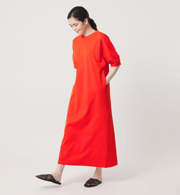 BEAUTY&YOUTH UNITED ARROWS「【WEB限定 Wardrobe DAILY MINIMAL】パフスリーブ カットワンピース UVカット 接触冷感」|ワンピース|RED