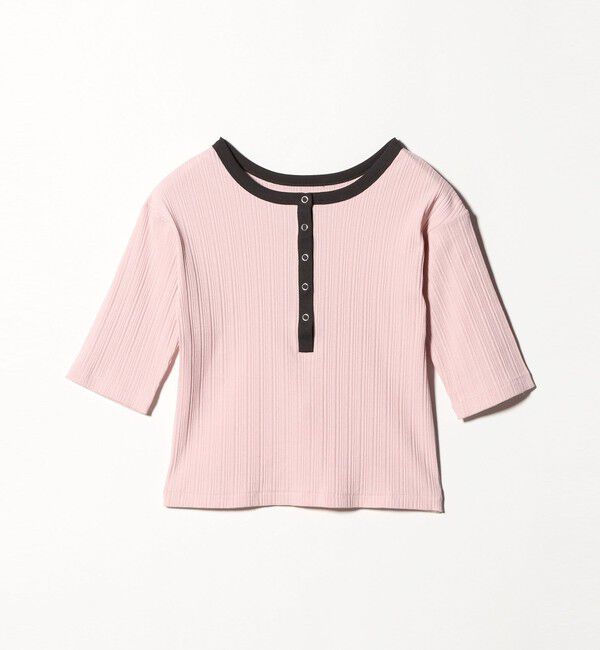 BEAUTY&YOUTH UNITED ARROWS「【WEB限定】ランダムリブ ヘンリーネック スナップ 5分袖Tシャツ」|Tシャツ・カットソー|