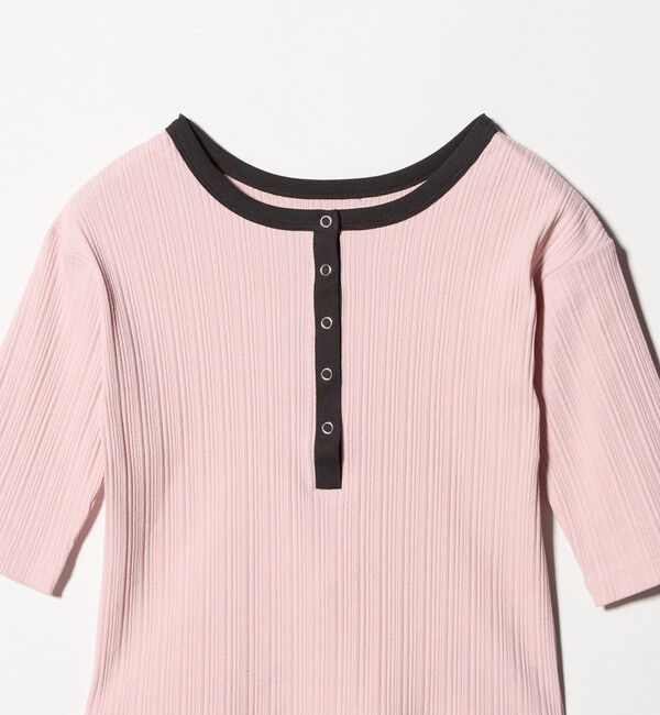 BEAUTY&YOUTH UNITED ARROWS「【WEB限定】ランダムリブ ヘンリーネック スナップ 5分袖Tシャツ」|Tシャツ・カットソー|