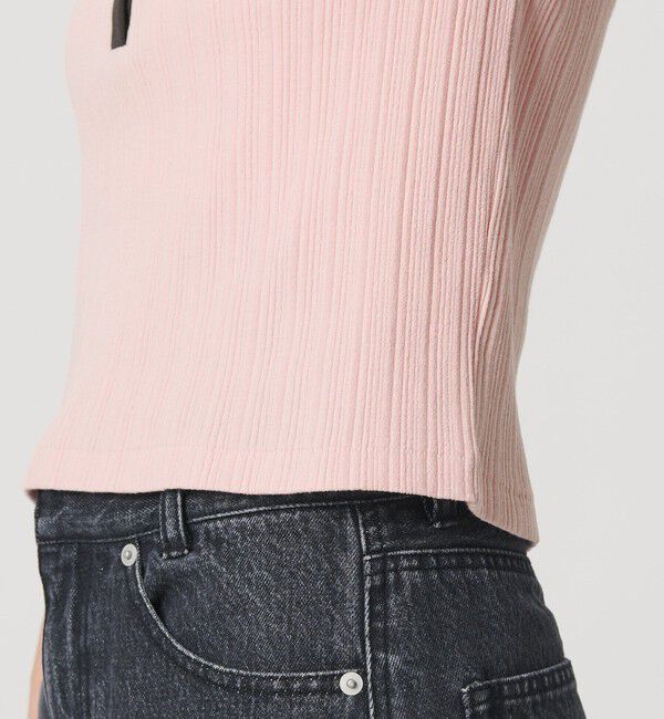 BEAUTY&YOUTH UNITED ARROWS「【WEB限定】ランダムリブ ヘンリーネック スナップ 5分袖Tシャツ」|Tシャツ・カットソー|