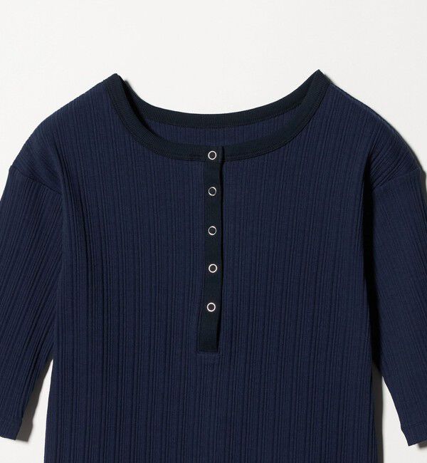 BEAUTY&YOUTH UNITED ARROWS「【WEB限定】ランダムリブ ヘンリーネック スナップ 5分袖Tシャツ」|Tシャツ・カットソー|