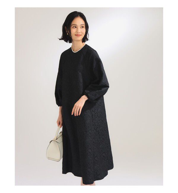 Demi-Luxe BEAMS 「フクレ織りジャカード パフスリーブ ドレス＊」|ワンピース|