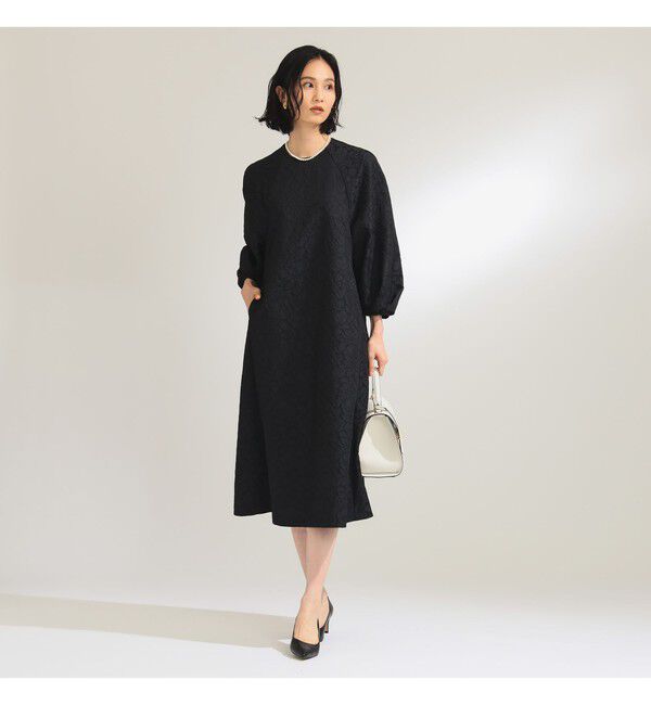 Demi-Luxe BEAMS 「フクレ織りジャカード パフスリーブ ドレス＊」|ワンピース|