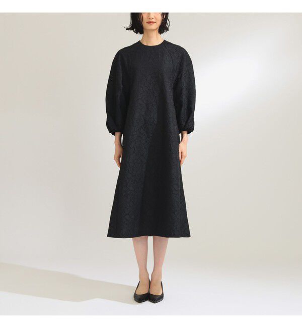 Demi-Luxe BEAMS 「フクレ織りジャカード パフスリーブ ドレス＊」|ワンピース|