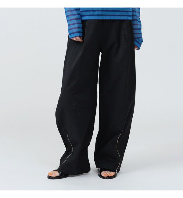 Ray BEAMS 「ジップ ヘムカーブ パンツ」|チノ|BLACK