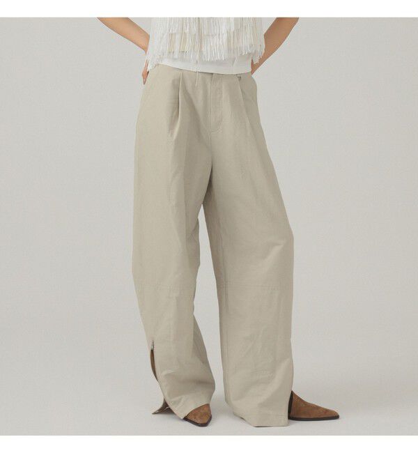Ray BEAMS 「ジップ ヘムカーブ パンツ」|チノ|BEIGE