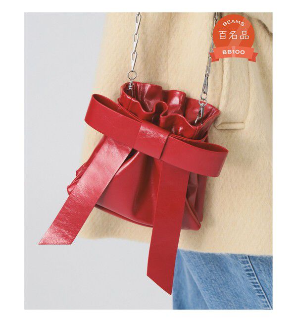 Ray BEAMS 「リボン チェーン バッグ」|ショルダー・メッセンジャー|RED