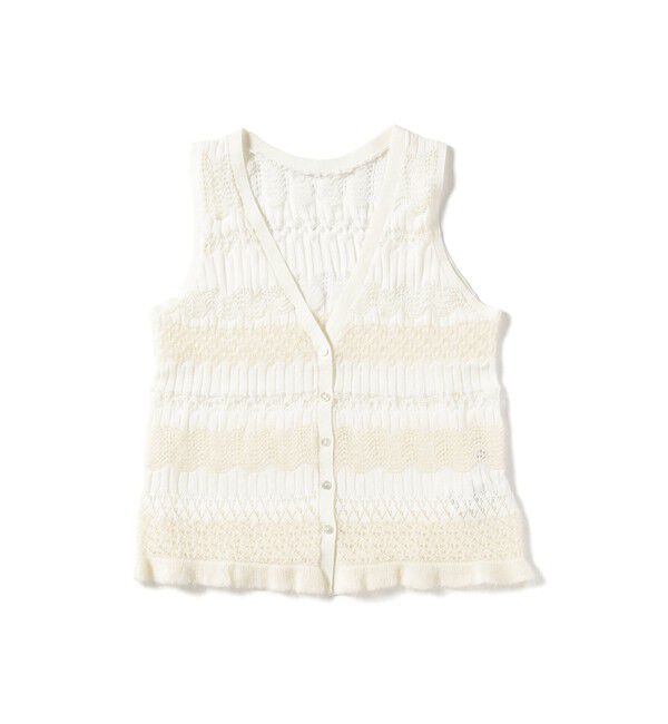 Ray BEAMS 「ボーダー レース編み ベスト」|ニット・セーター|OFF WHITE