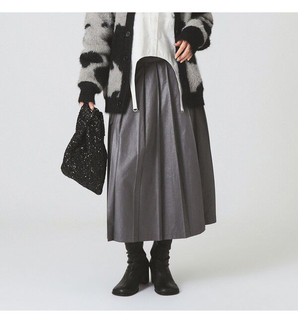 Ray BEAMS 「レザーライクプリーツ スカート」|スカート|GREY