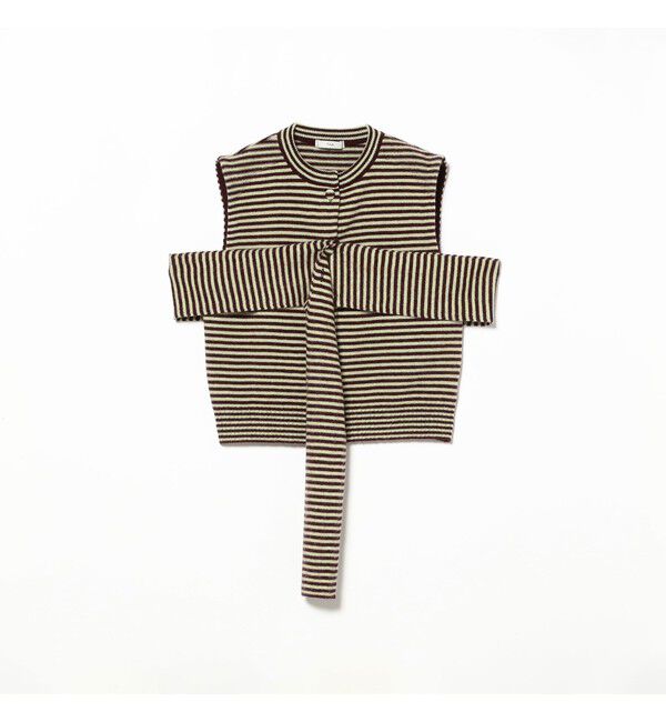 Demi-Luxe BEAMS 「TAN / カシミヤ ストライプ スカーフベスト」|ニット・セーター|