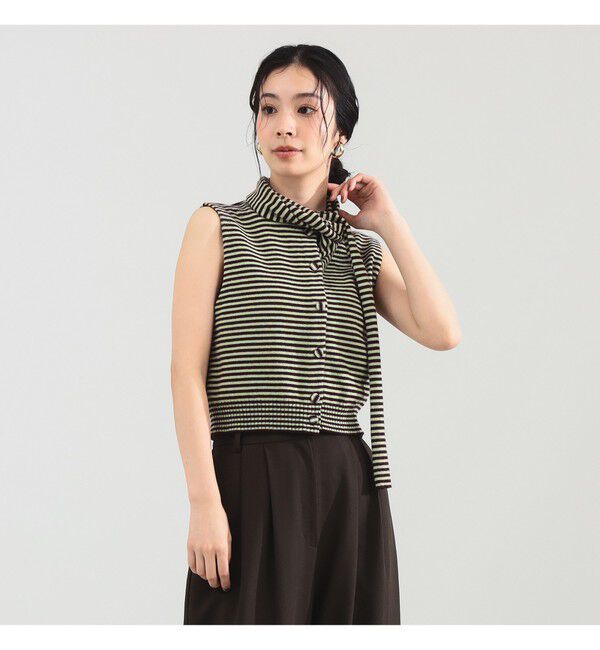 Demi-Luxe BEAMS 「TAN / カシミヤ ストライプ スカーフベスト」|ニット・セーター|