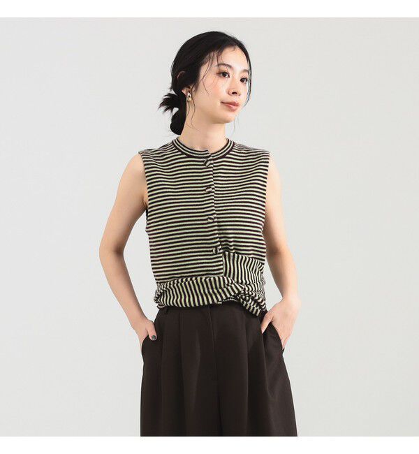 Demi-Luxe BEAMS 「TAN / カシミヤ ストライプ スカーフベスト」|ニット・セーター|