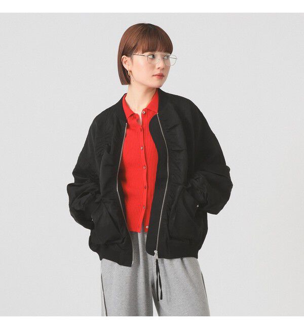 Ray BEAMS 「シャーリング MA-1 ブルゾン」|ブルゾン・スタジャン|BLACK