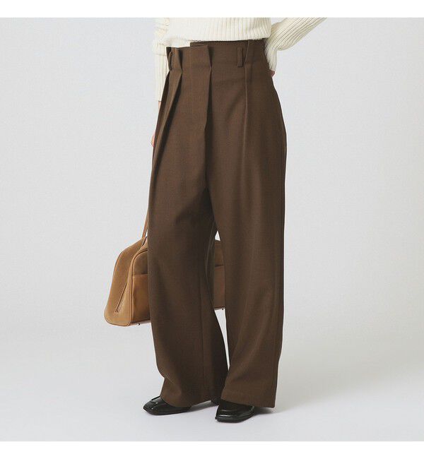 Ray BEAMS 「アシンメトリー ハイウエスト パンツ」|チノ|BROWN