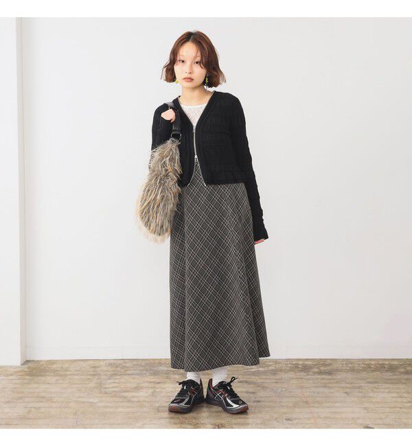 Ray BEAMS 「シャーリング ジップ Vネック カーディガン」|カーディガン|