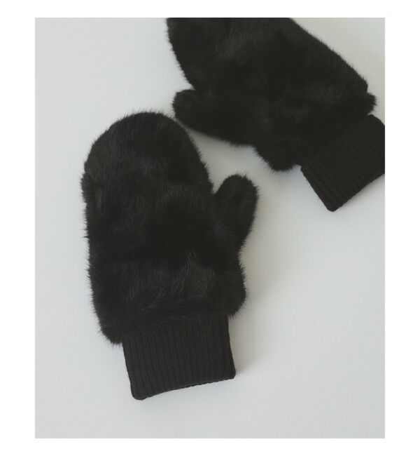 Ray BEAMS 「【別注】CONTROL FREAK / フェイク ファー ミトン」|手袋|BLACK