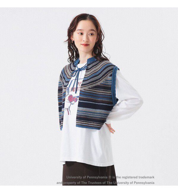 BEAMSBOY「マルチボーダー ベスト」|ベスト・ジレ|NAVY