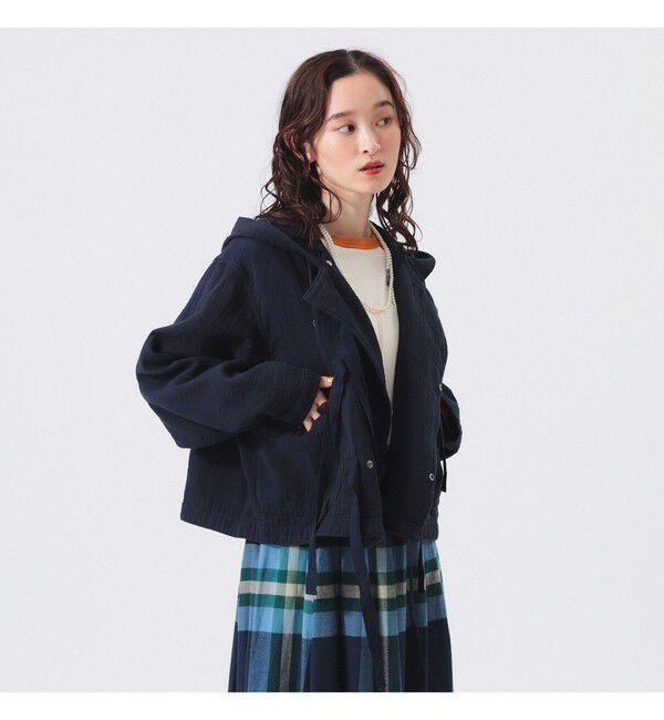 BEAMSBOY「コットン ミリタリー フード ジャケット」|ブルゾン・スタジャン|D.NAVY