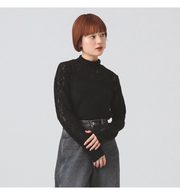 Ray BEAMS 「レース ジャガード ハイネック トップス」|Tシャツ・カットソー|