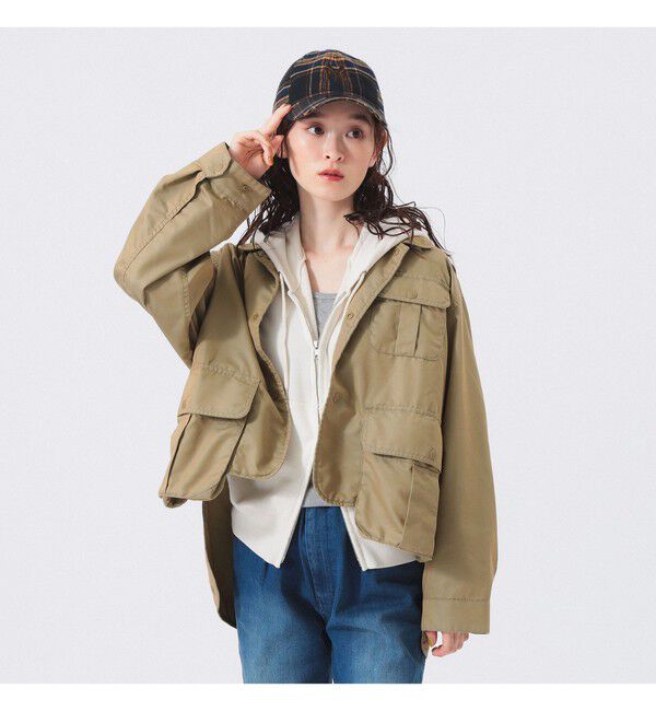 BEAMSBOY「シャンブレー ギャバ ショート フィッシング ジャケット」|ブルゾン・スタジャン|