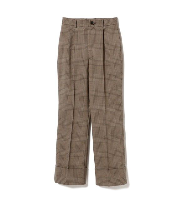 BEAMSBOY「チェック ロング ダブルヘム スラックス」|スラックス|