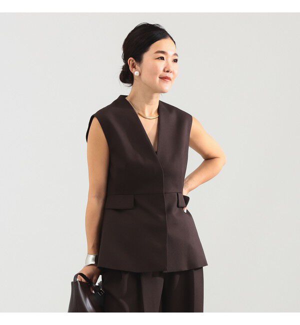 Demi-Luxe BEAMS 「エディター東原妙子 &times; Demi-Luxe BEAMS / ツイル ペプラム ジレ」|ダウン|