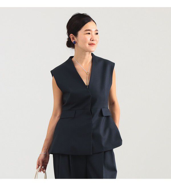 Demi-Luxe BEAMS 「エディター東原妙子 &times; Demi-Luxe BEAMS / ツイル ペプラム ジレ」|ダウン|