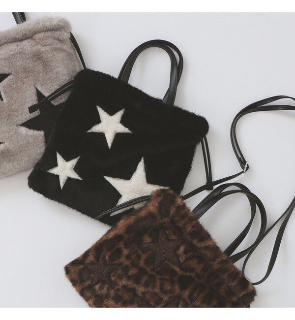 Ray BEAMS 「【別注】CONTROL FREAK / ★ファー バッグ」|トートバッグ|BLACK