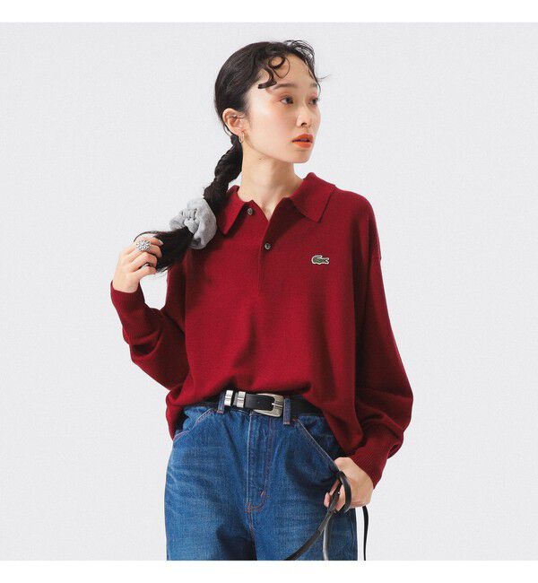 BEAMSBOY「【別注】LACOSTE / ニット ポロシャツ」|ニット・セーター|WINE