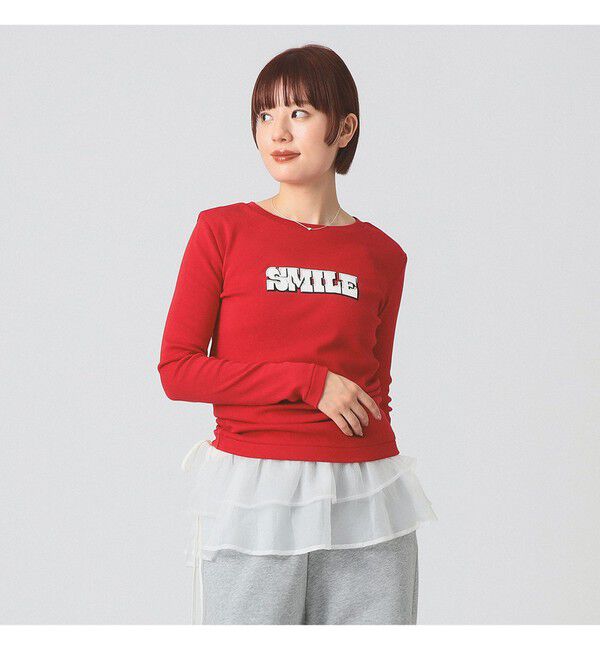Ray BEAMS 「【別注】athletic wear MASON / メッセージ ロングスリーブ Tシャツ」|Tシャツ・カットソー|red