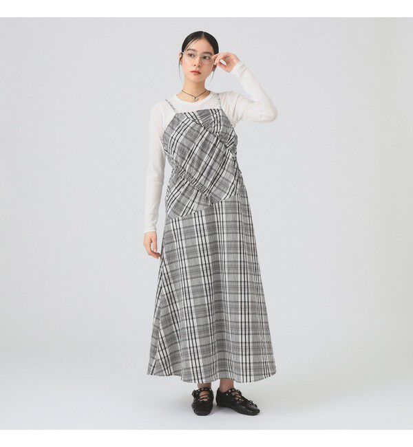 Ray BEAMS 「チェック キリカエ キャミ ワンピース」|ワンピース|BLACK