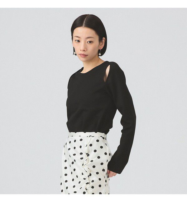 Ray BEAMS 「ショルダー オープン ロングスリーブ Tシャツ」|Tシャツ・カットソー|BLACK