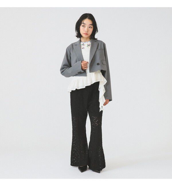 Ray BEAMS 「レース シアー フレア パンツ」|チノ|