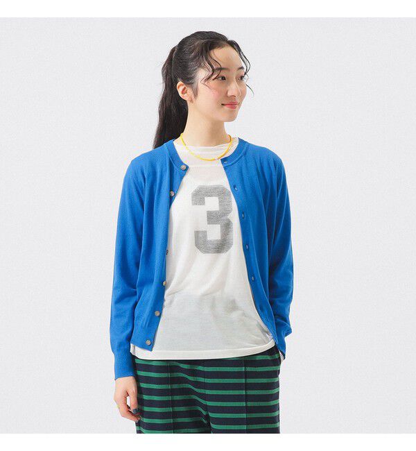 BEAMSBOY「14ゲージ クルーネック カーディガン」|ニット・セーター|BLUE