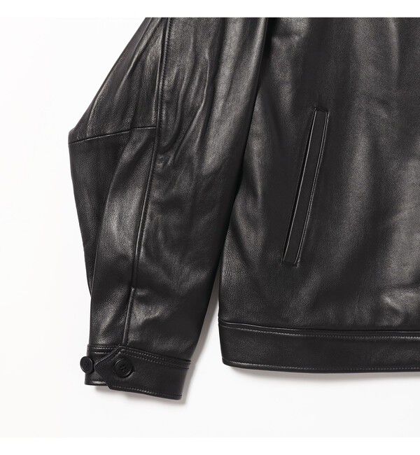 BEAMS「ワイドフィット レザー ジップブルゾン」|ブルゾン・スタジャン|