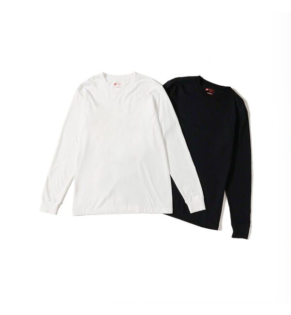 BEAMS「【別注】Hanes / Japan Fit Long Sleeve T-shirts 2 Pieces」|インナー|WHITE/BLACK